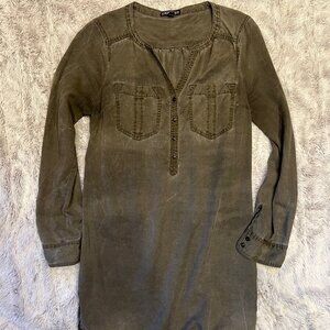 Express Shirt Dress, XS, Greenish Brown
